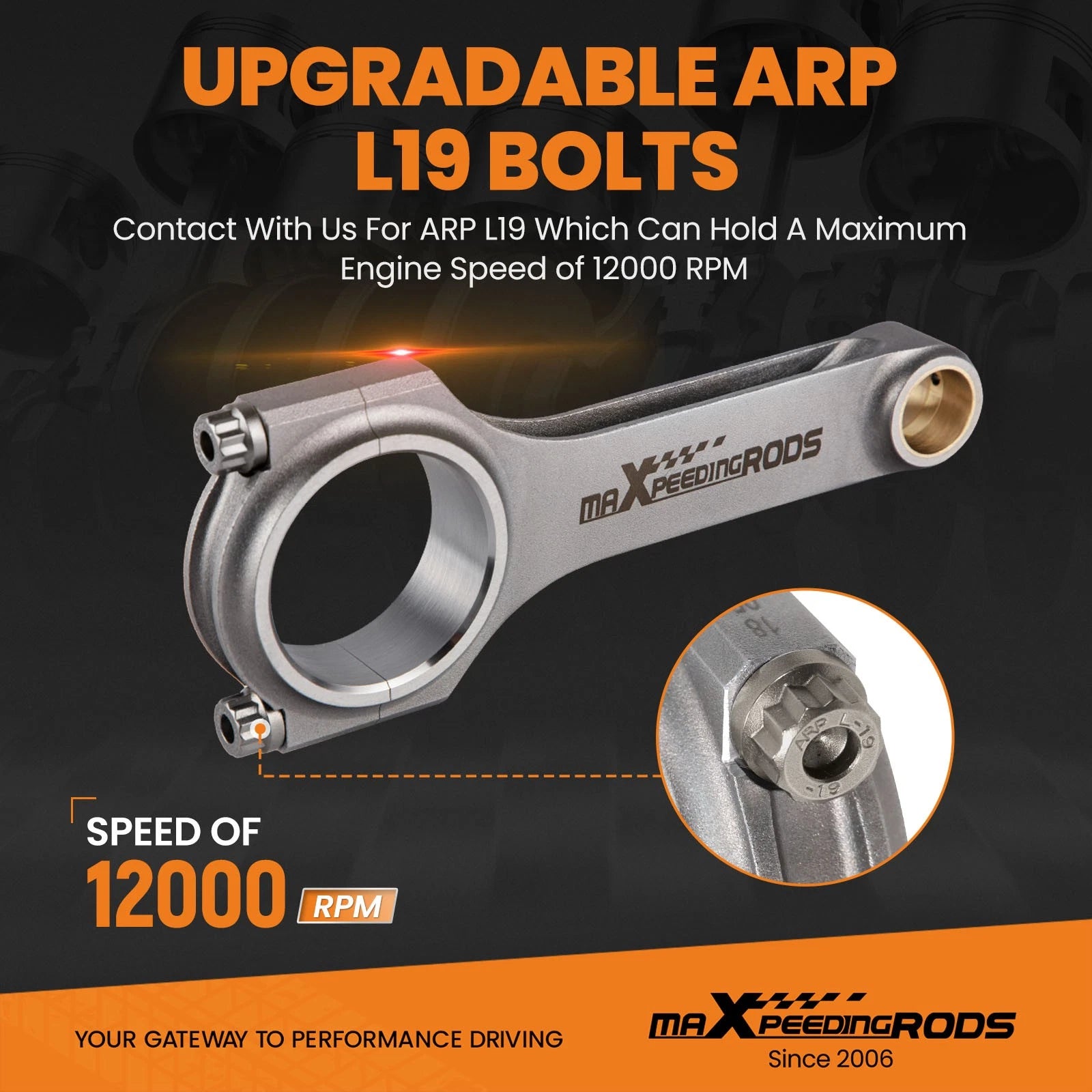 4340 Forged Connecting Rods ARP2000 for Mazda Speed 3 (2007–2013)