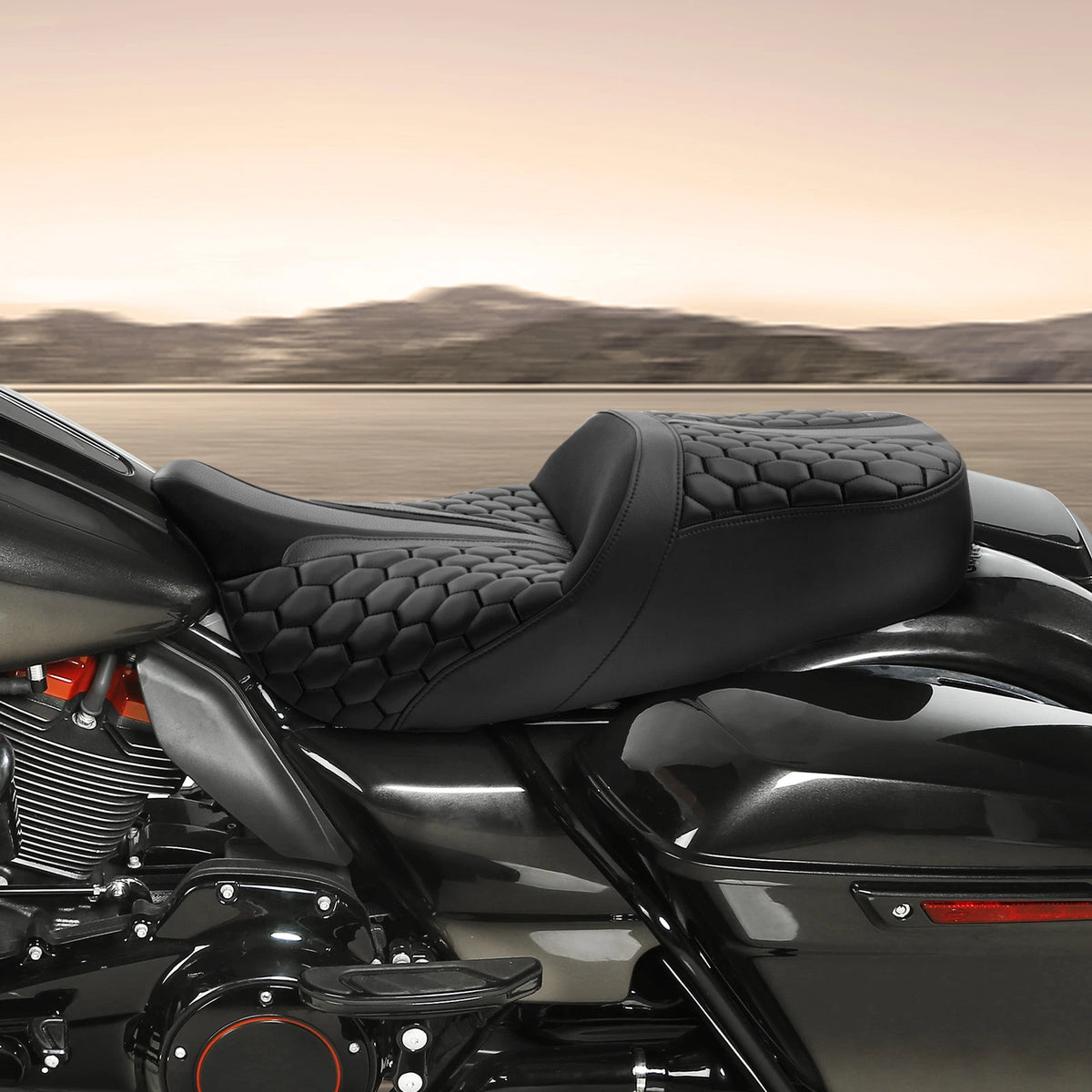 Black Rider Driver & Passenger Seat for Harley Electra Road Glide (2009–2023)