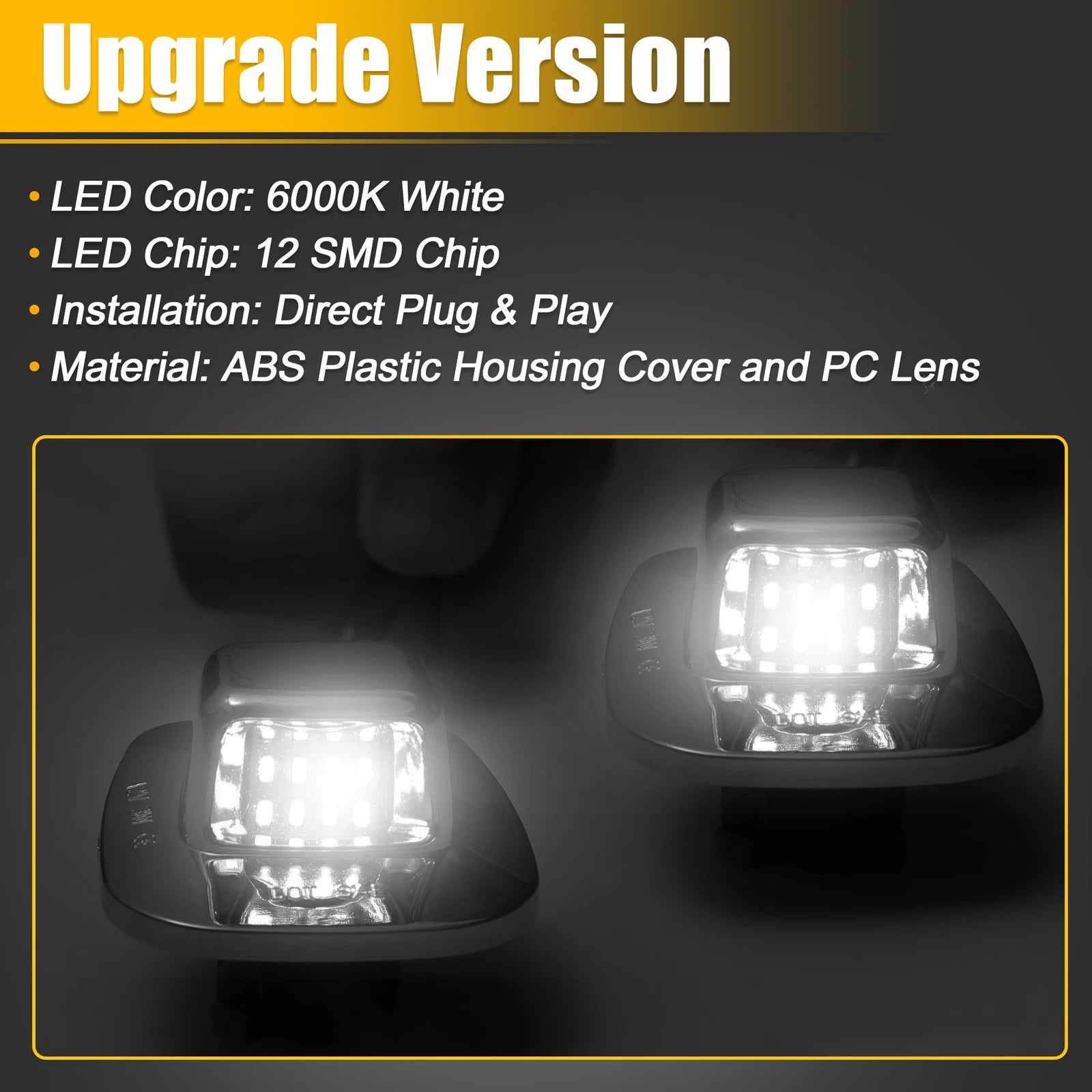2X LED License Plate Light Assembly for Chevy C1500 C2500 (1990–1999)