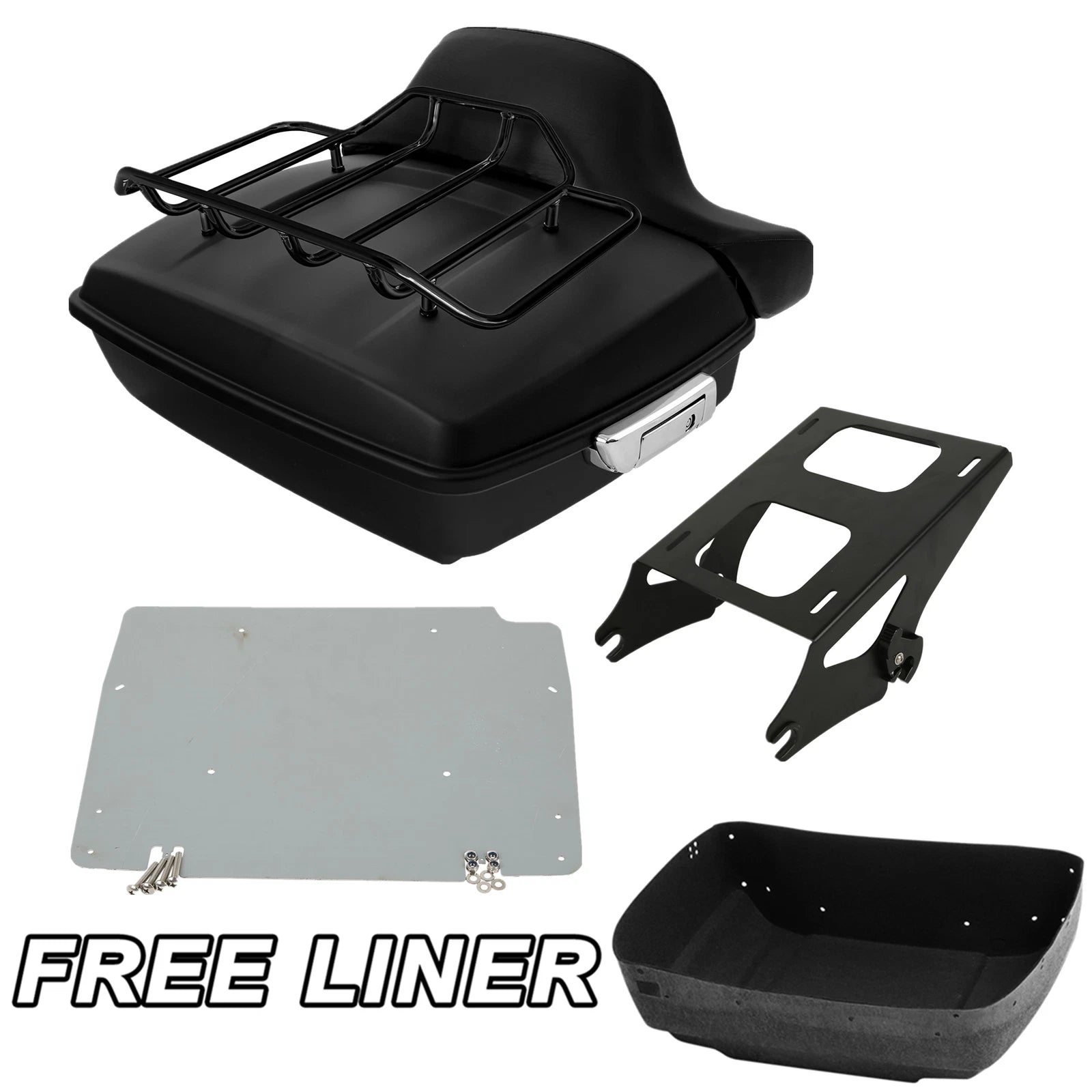 Matte Chopped Trunk Backrest Mount Rack Plate for Harley Touring (2014–2023)