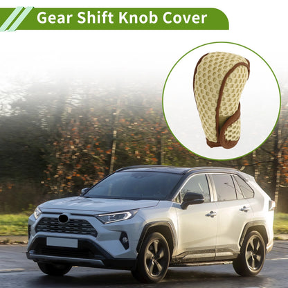 Gear Shift Knob Cover for Universal Car SUV Truck - Beige Fabric