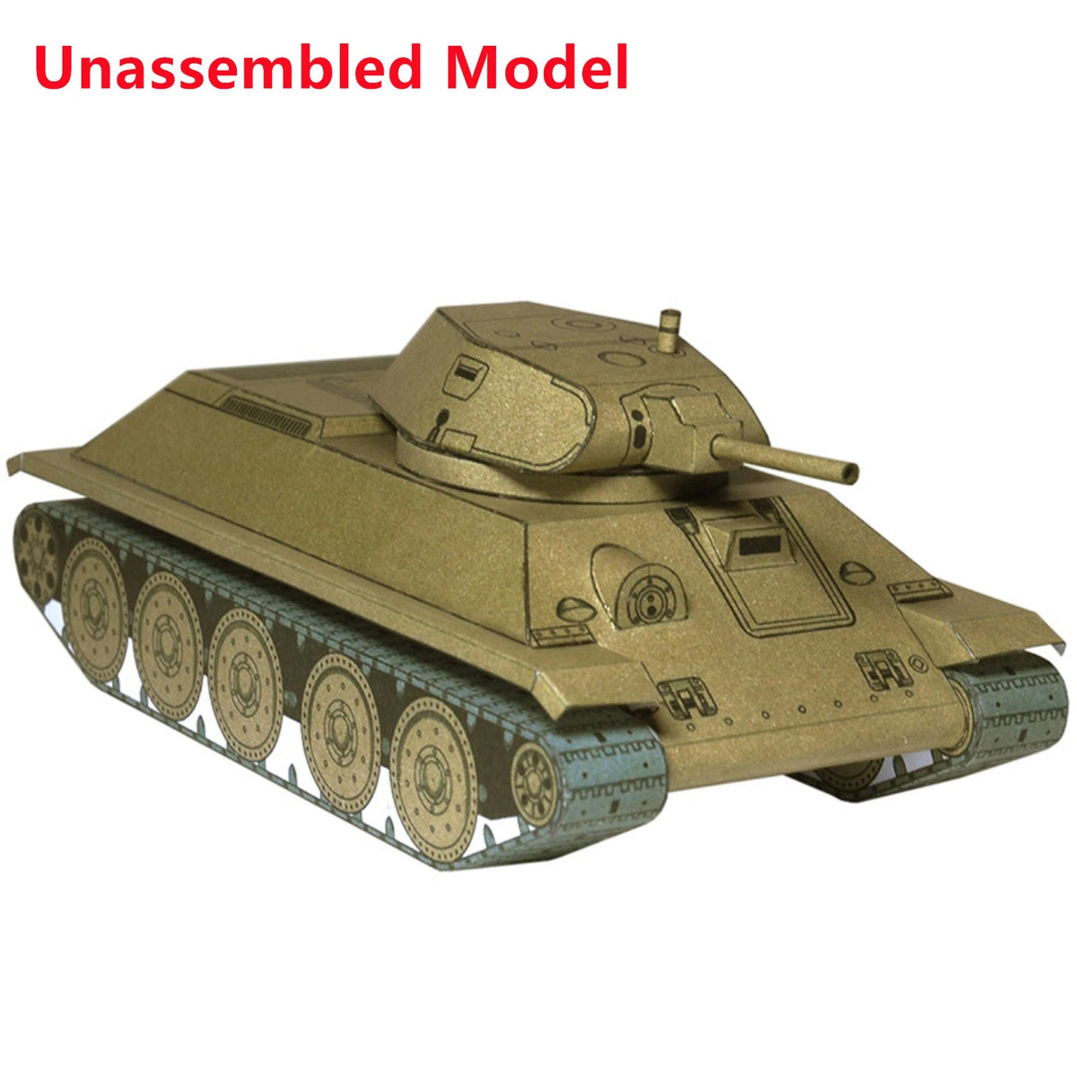 T-34 Medium Tank Paper Model 1:50 Unassembled DIY Model