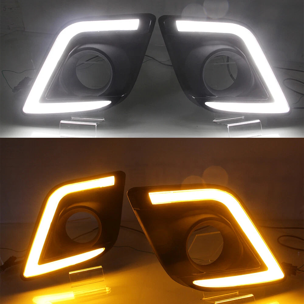 LED DRL Daytime Running Light with Turn Signal Fog Lamp for Toyota Hilux (2015–2017)