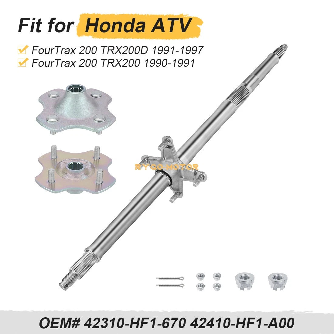 Rear Wheel Axle and Hubs for Honda TRX200 (1990–1996)