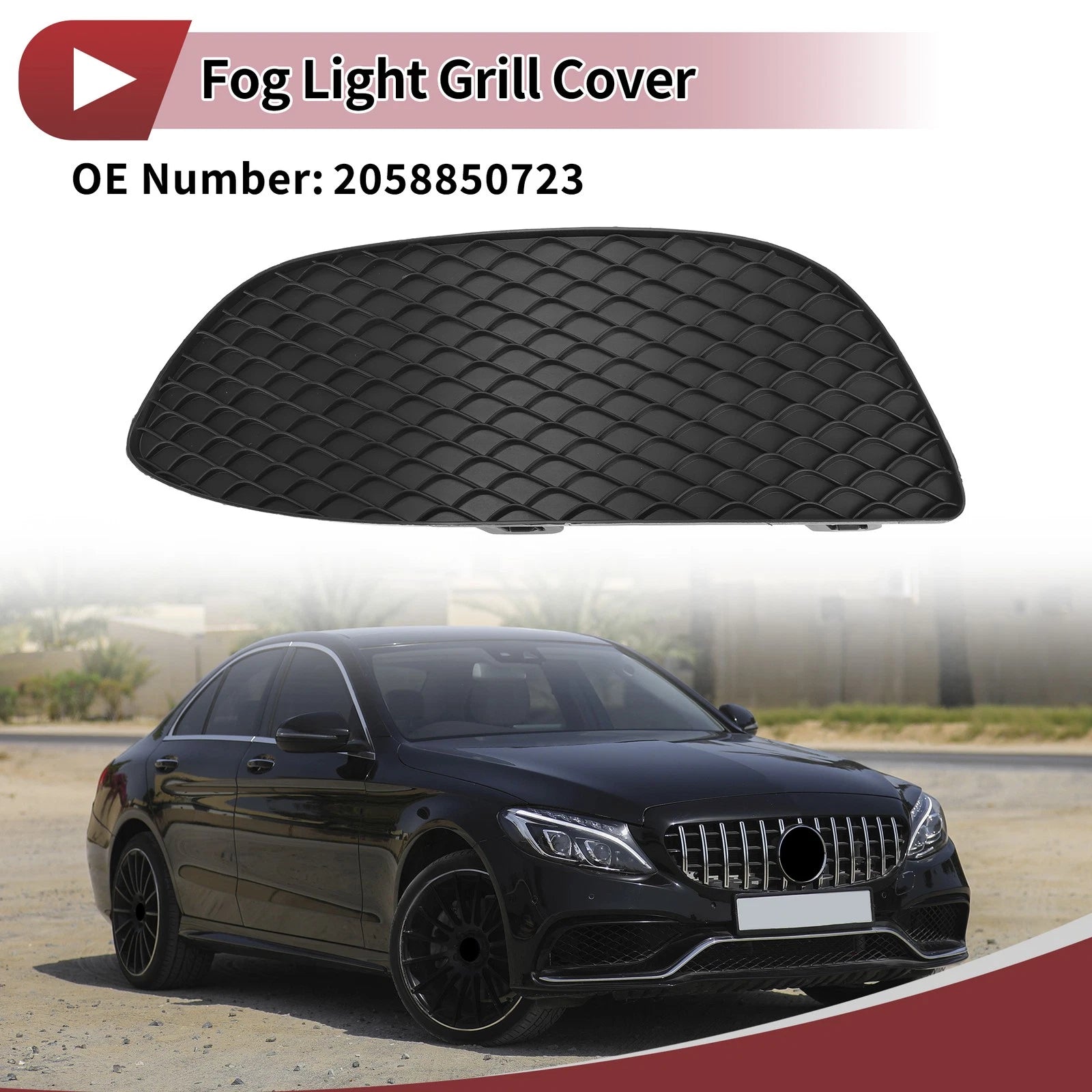 Front Left Fog Light Grill Replacement for Mercedes-Benz C300 (2015–2016)