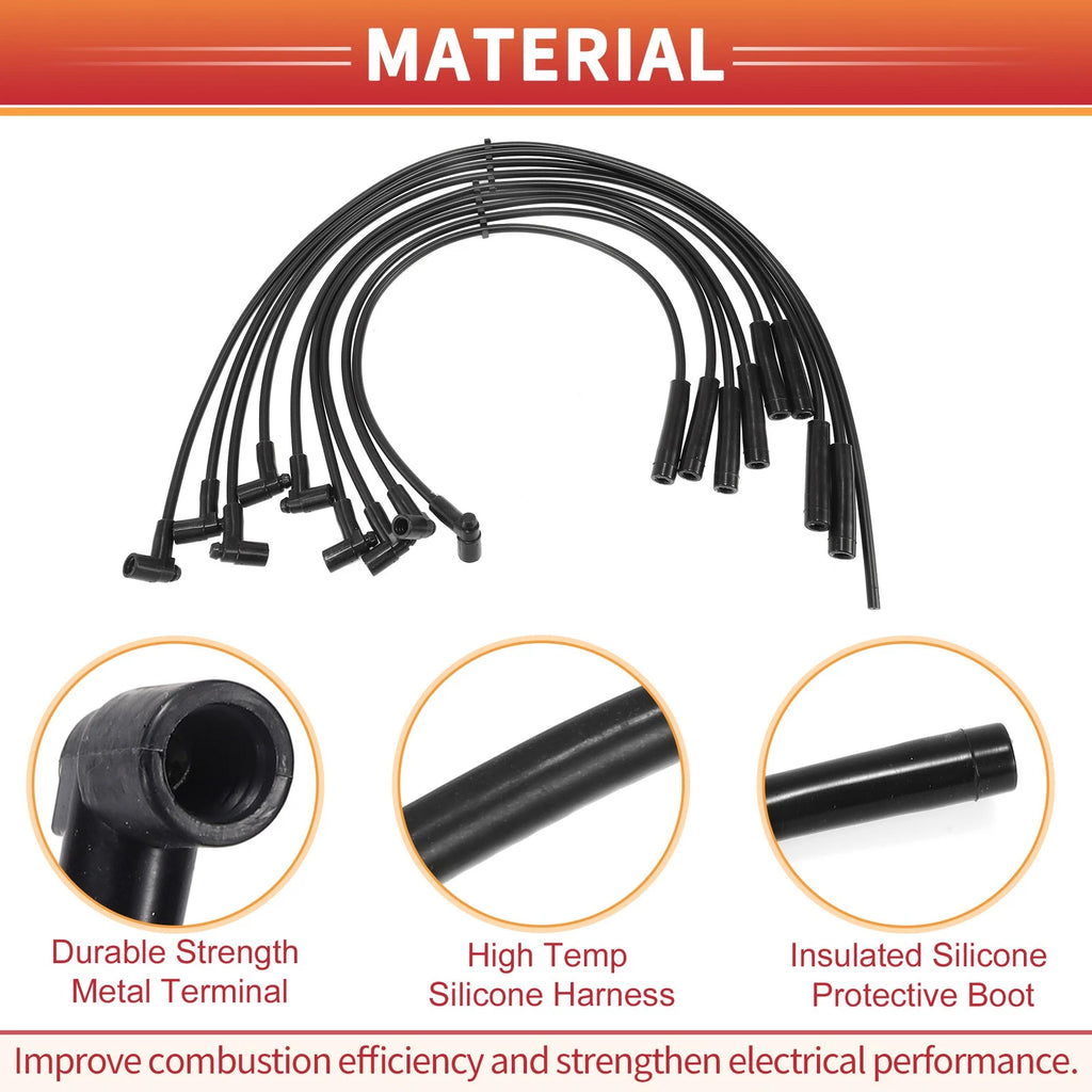 9 Pcs Spark Plug Wire Ignition Coil Cable for Chevrolet Blazer V8 (1973)