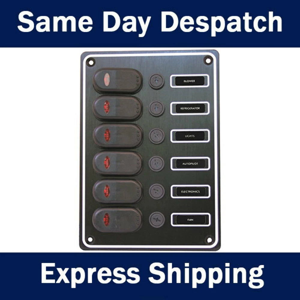6 Gang Waterproof Switch Panel for Universal Use (12/24 Volt)