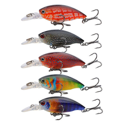 5PCS Floating Fishing Lures with 10# Hook 5.5g/6.5cm Minnow Baits