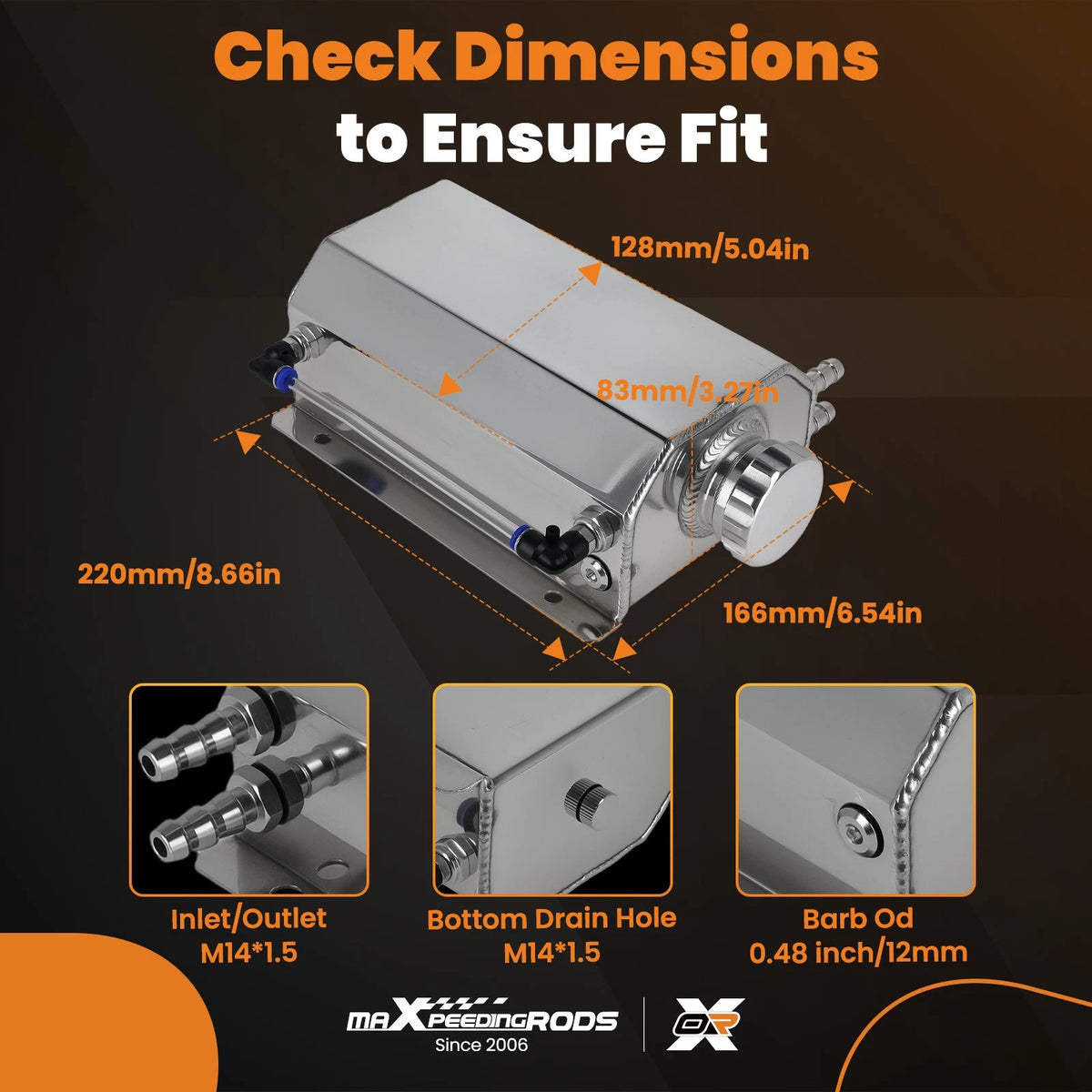 2L Aluminum Coolant Reservoir Tank for Universal Fit Vehicles