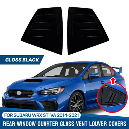 Pair Gloss Black Rear Window Louver Shutter Cover for Subaru WRX STI (2014–2021)