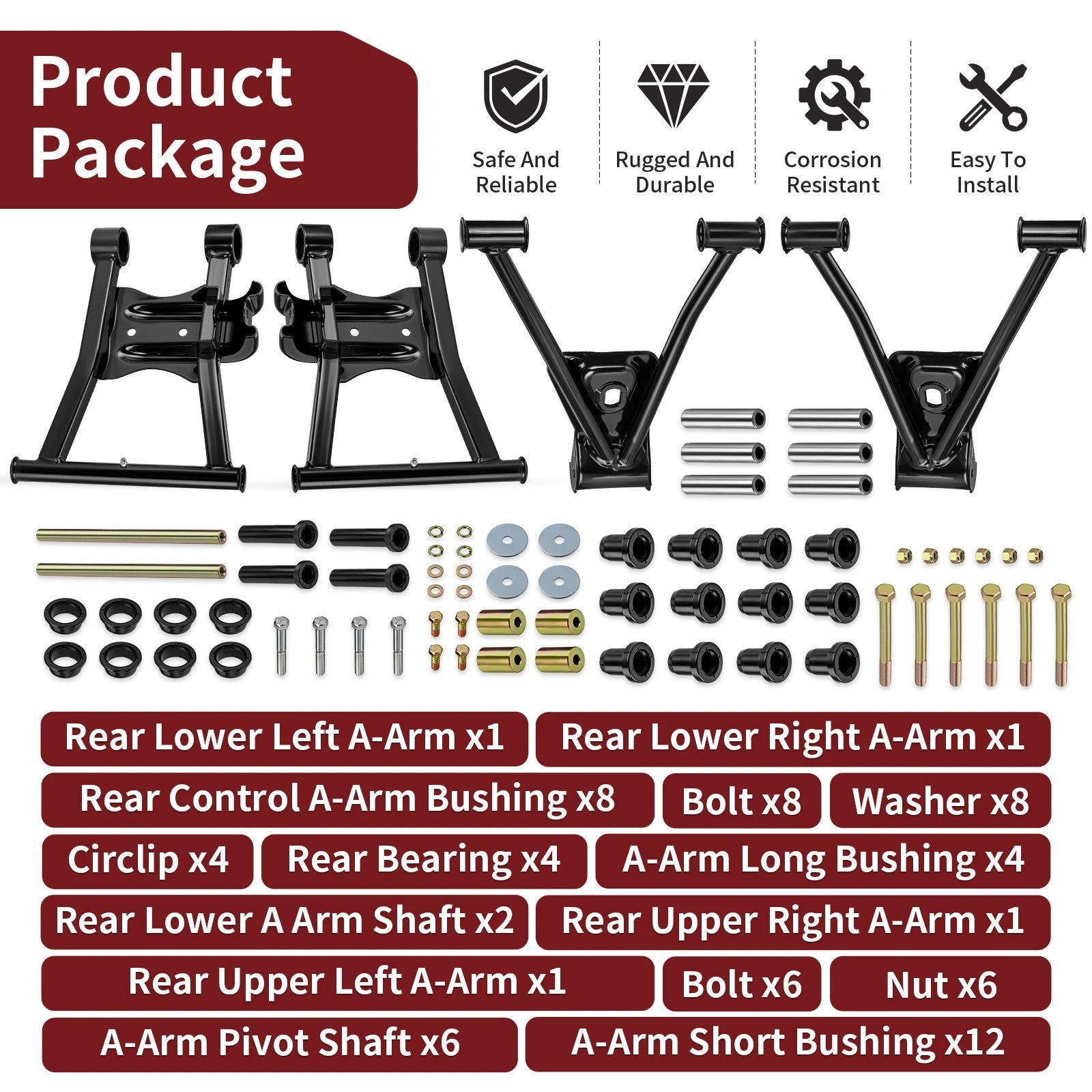 Rear Upper Lower A-Arm Kit for Polaris Sportsman 700 (2003–2007)