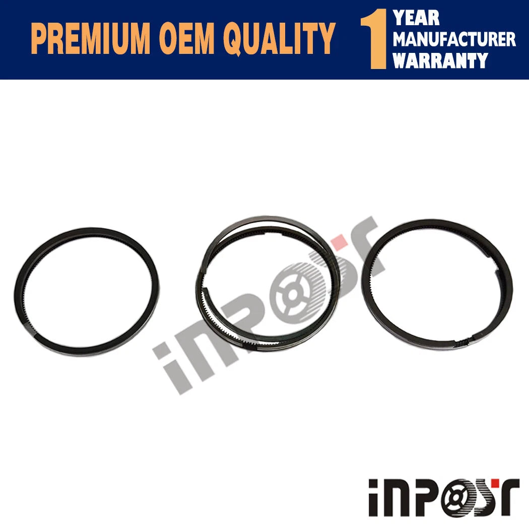 Set of 3 STD Piston Rings for Isuzu 3LB1 Engine (Loader Excavator)