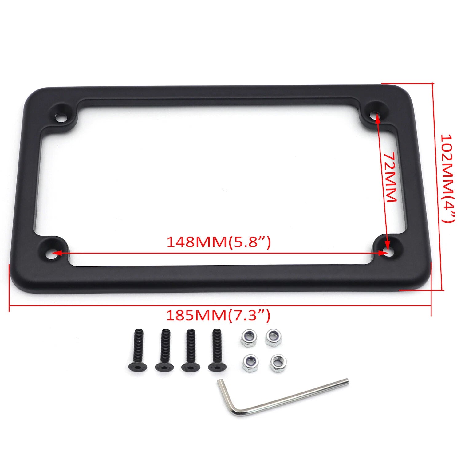 Black Motorcycle License Plate Frame for 7" x 4" Plates