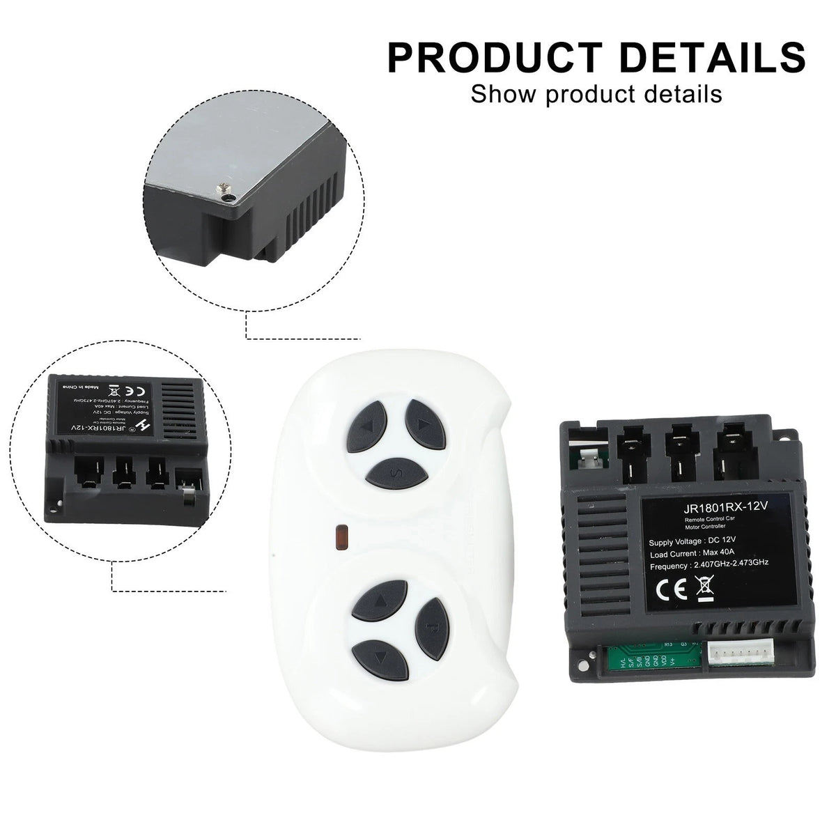 JR1801RX 12V Receiver & Remote for Children's Electric Vehicles (2010–2023)