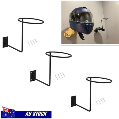 3Pcs Iron Motorcycle Helmet Hook Bracket Wall Mount Display Rack