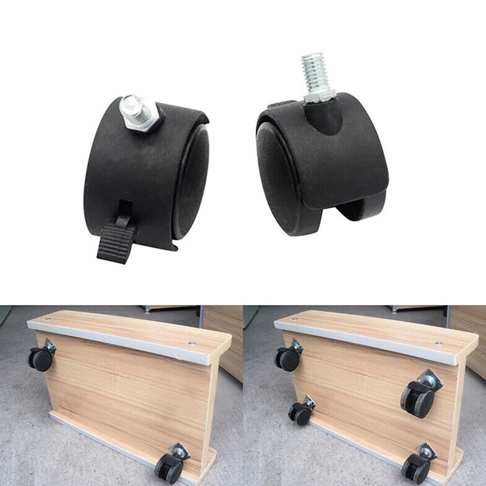 Set of 4 Black Polyurethane Casters for Office Chair (3")