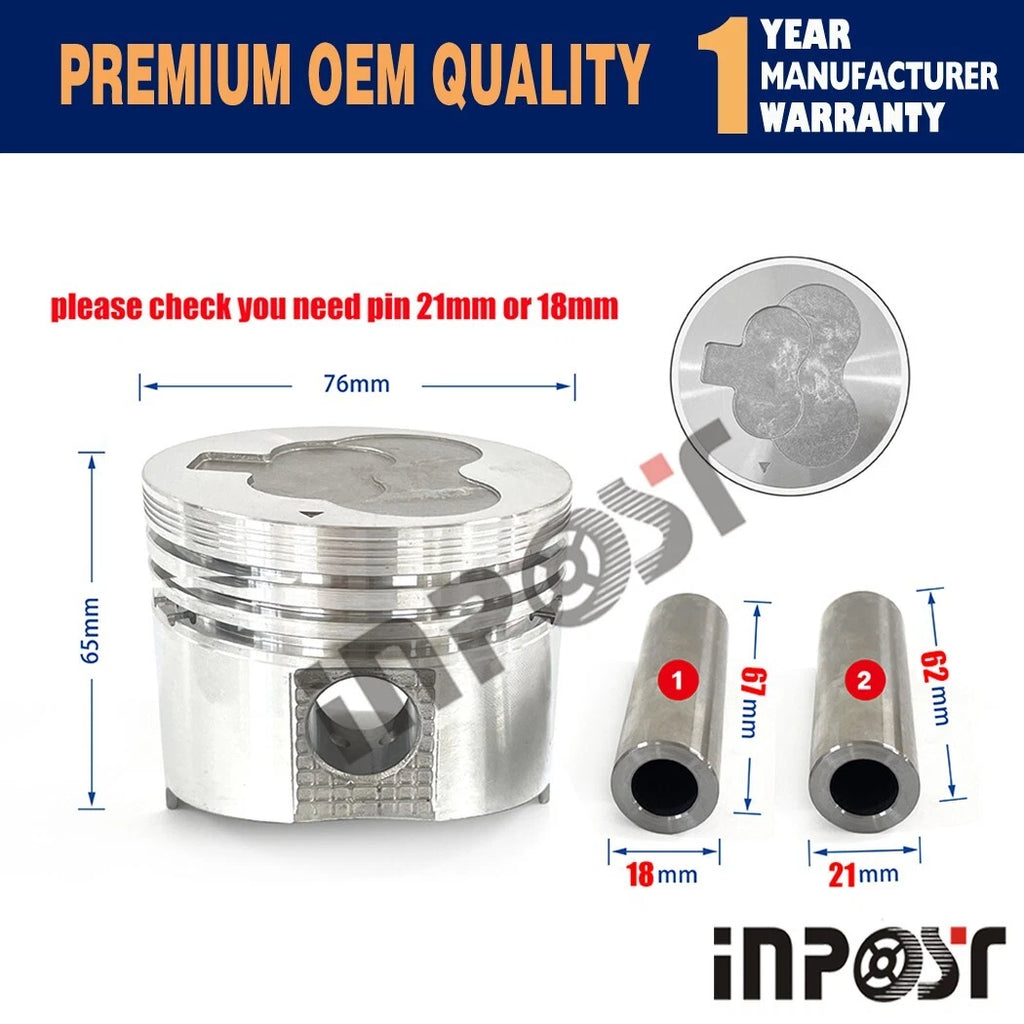 Piston & Piston Ring Set for Mitsubishi L3E (Fits 76mm)