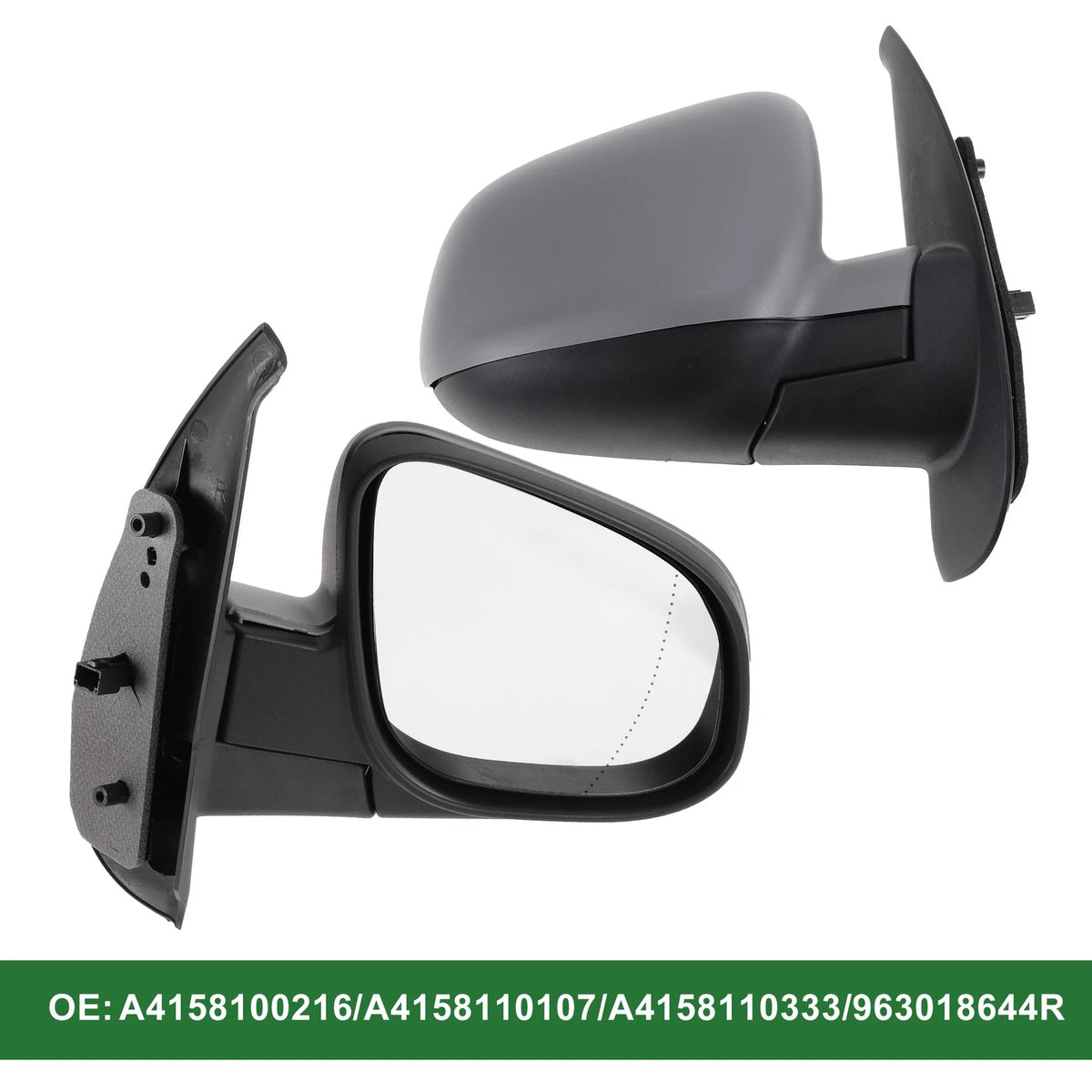 Right Side Door Mirror for Renault Kangoo Mk2 (2008–2021) Heated Glass Black