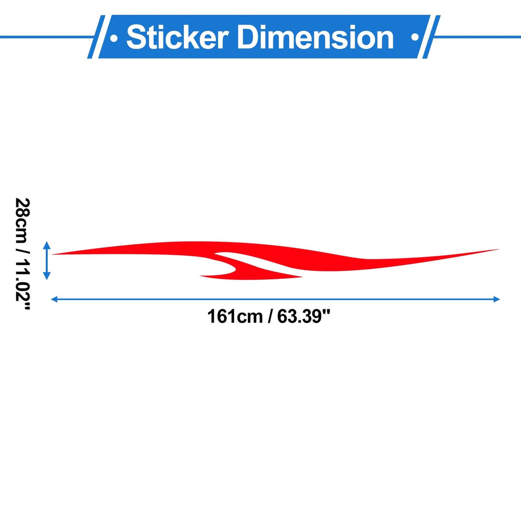 1 Pair Flame Pattern Car Bumper Sticker Decal for Universal Fit (161x28cm)