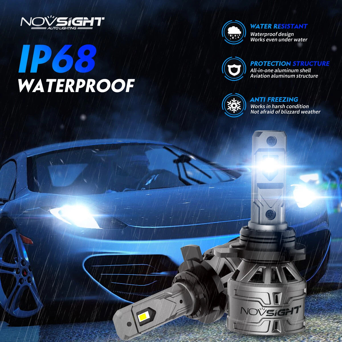 2X 9012 LED Headlight Bulbs for 20000LM 6500K