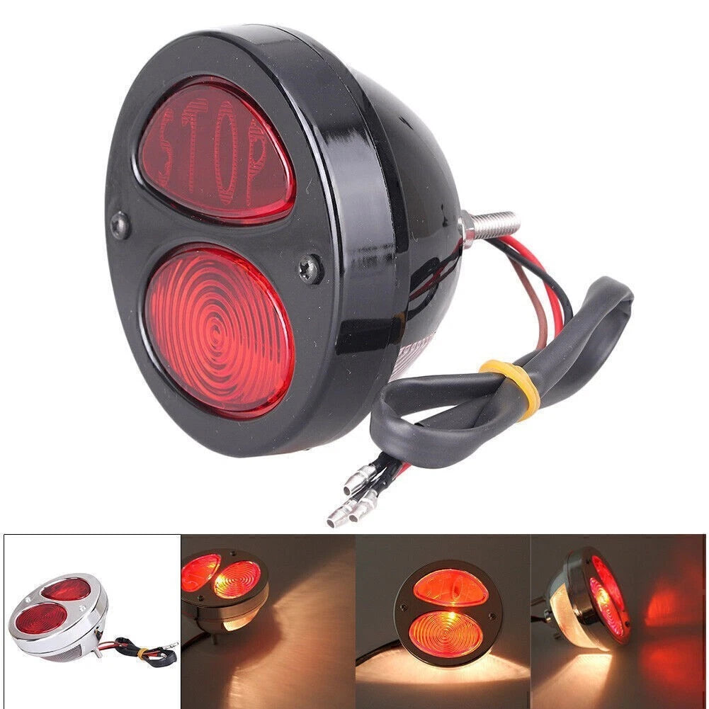 1 PCS Black Motorcycle Brake Stop Taillight for Harley Cruiser (12V)