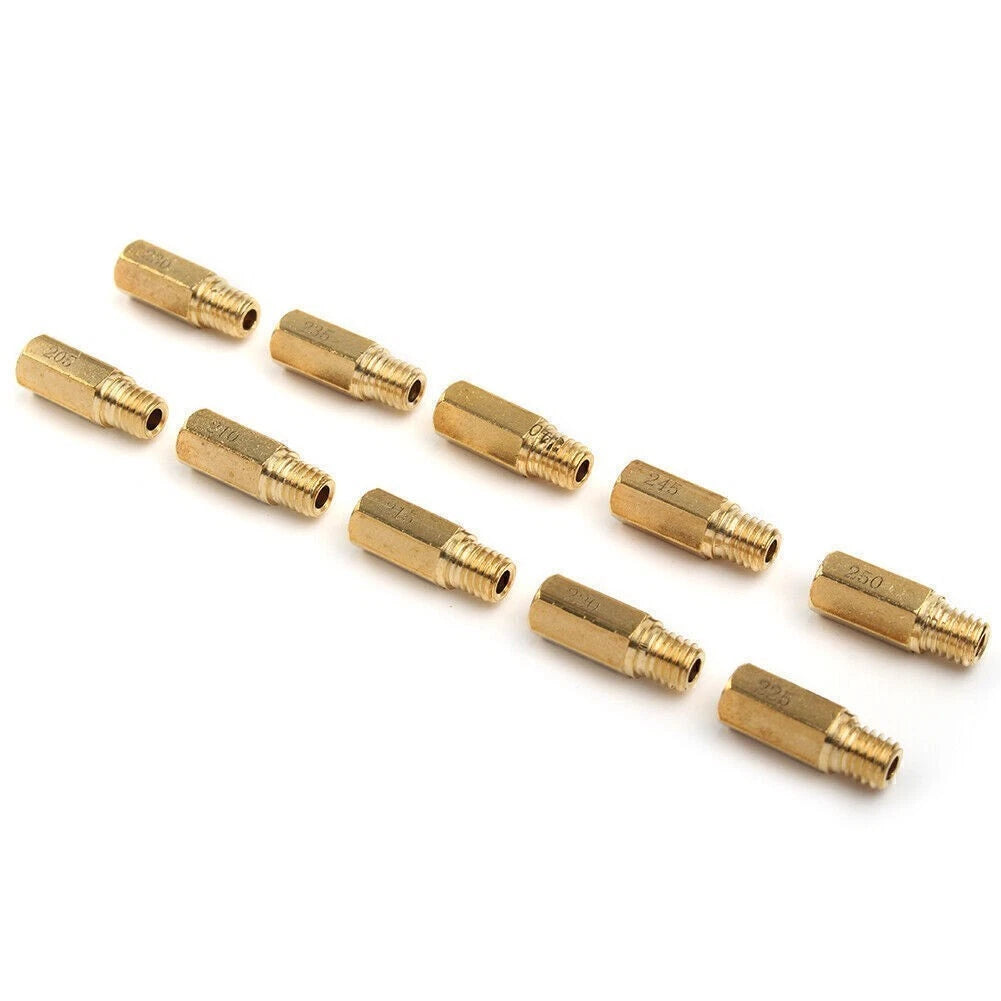 10pcs Carburetor Main Jets Slow/Pilot Jet Kit for PWK OKO CVK (205-250)