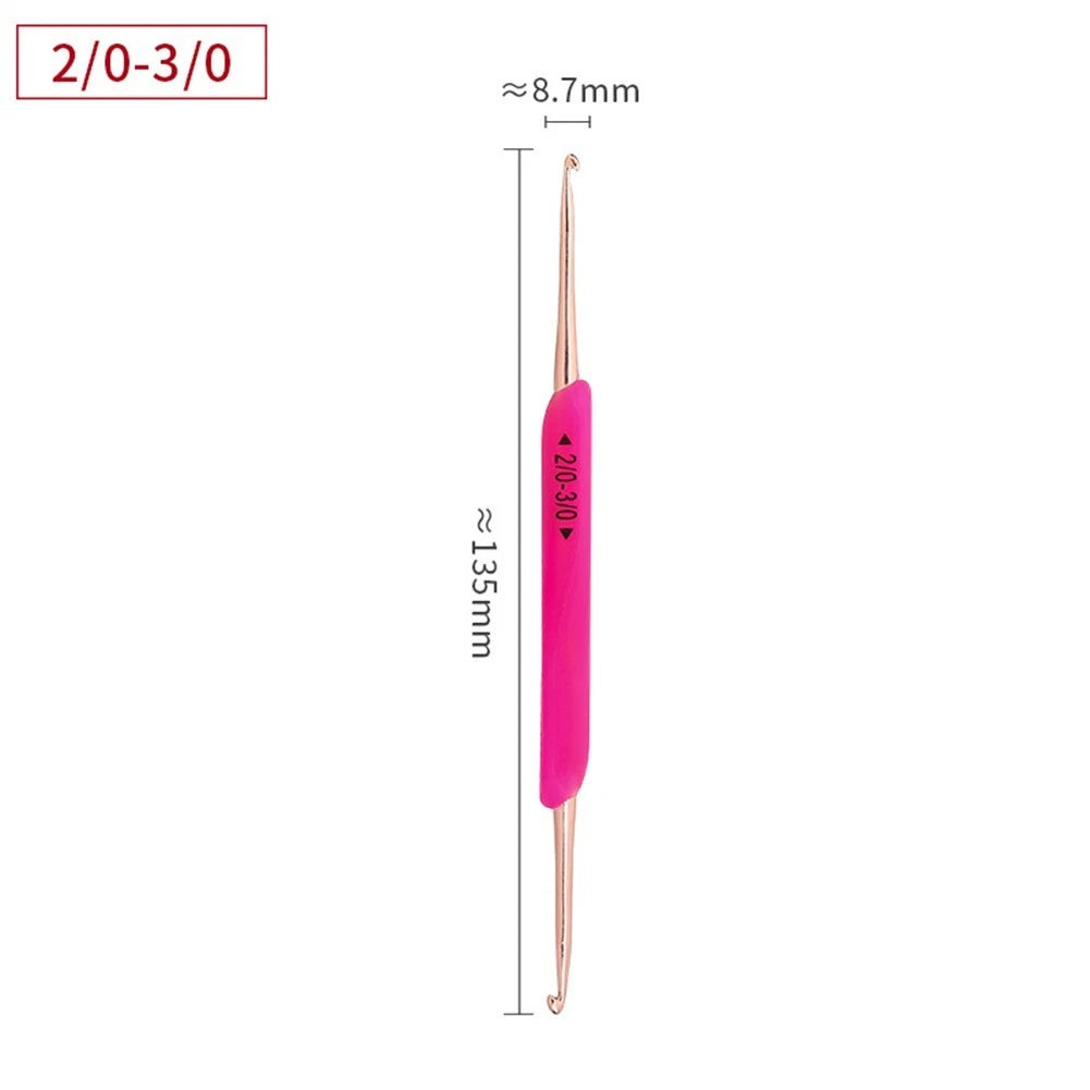 Double Head Aluminum Crochet Hook with Silicone Handle