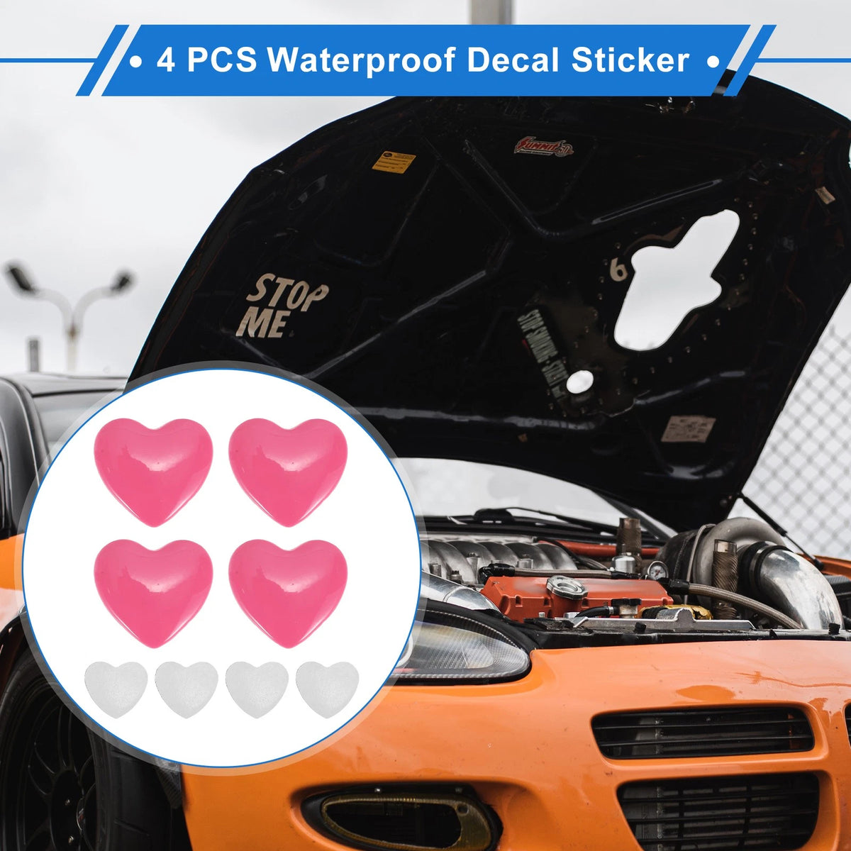 Set of 4 Heart Pattern Car Bumper Stickers Decals Waterproof 2.8x2.8cm