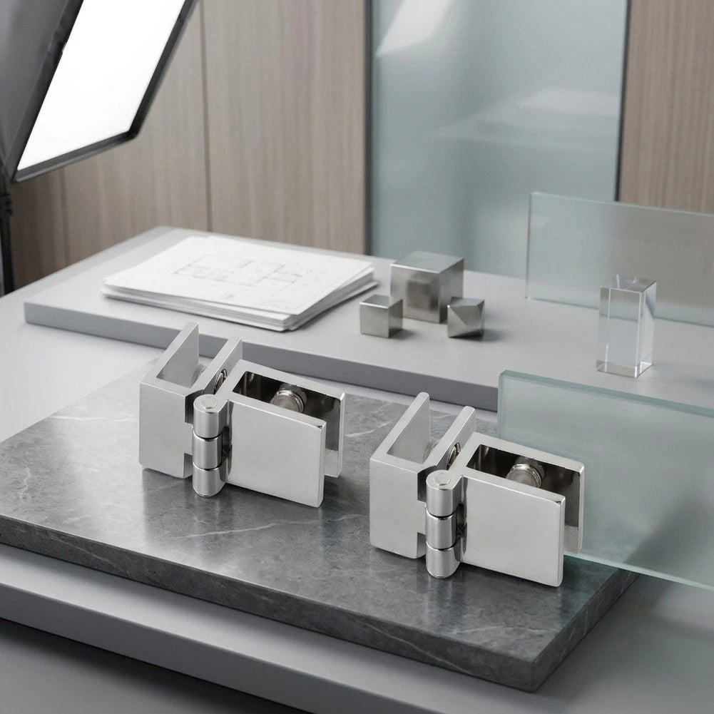 2X Silver Hinges for Glass Doors