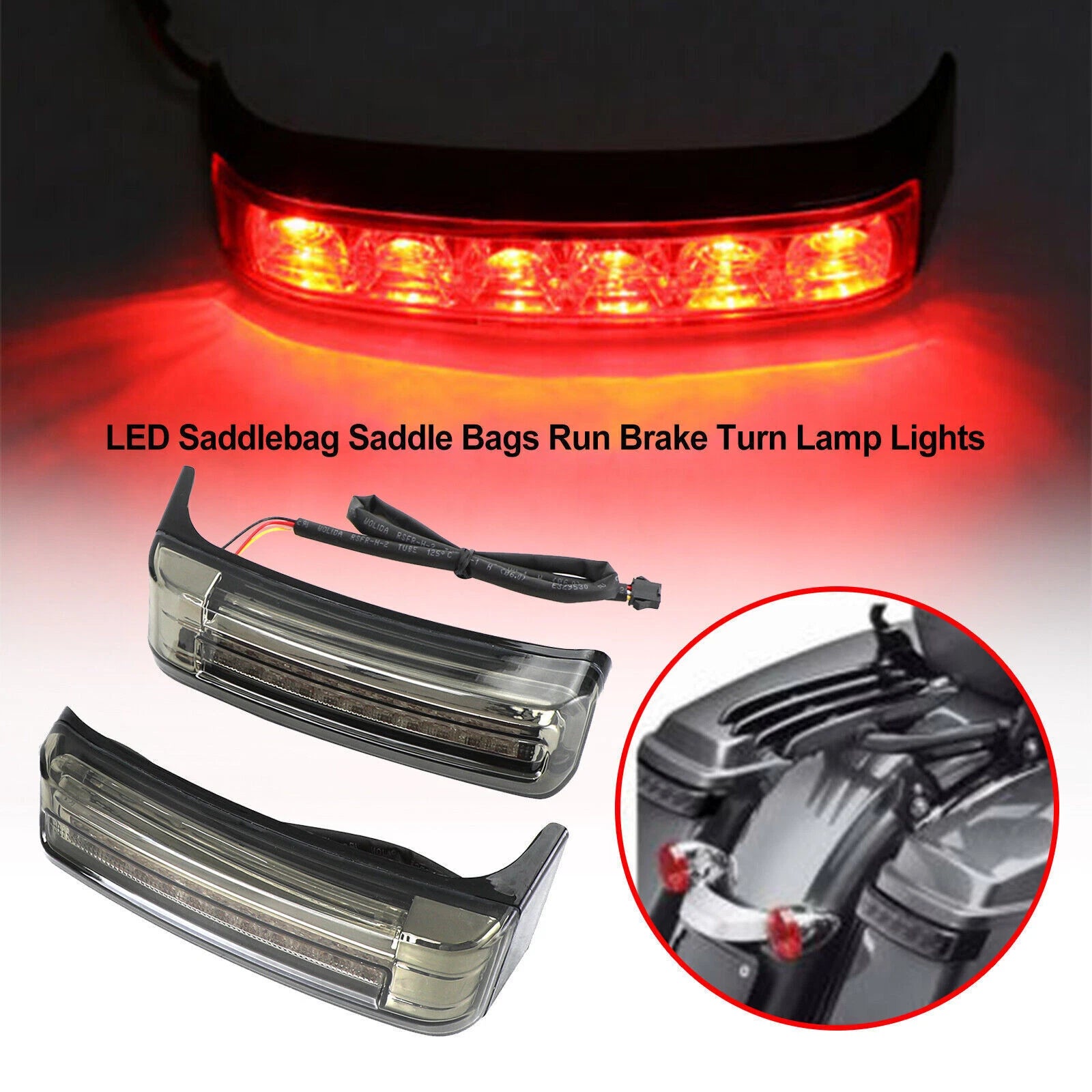 LED Saddlebag Run Brake Turn Lamp Lights for Touring (2014–2021) Smoke T