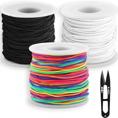 3 Roll Elastic Bands for DIY Bracelets - Black, White, Colorful