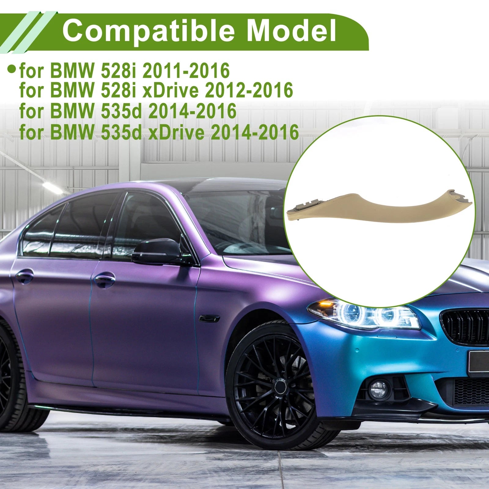 Door Panel Handle Pull Trim Cover Replacement for BMW 528i (2011–2016)