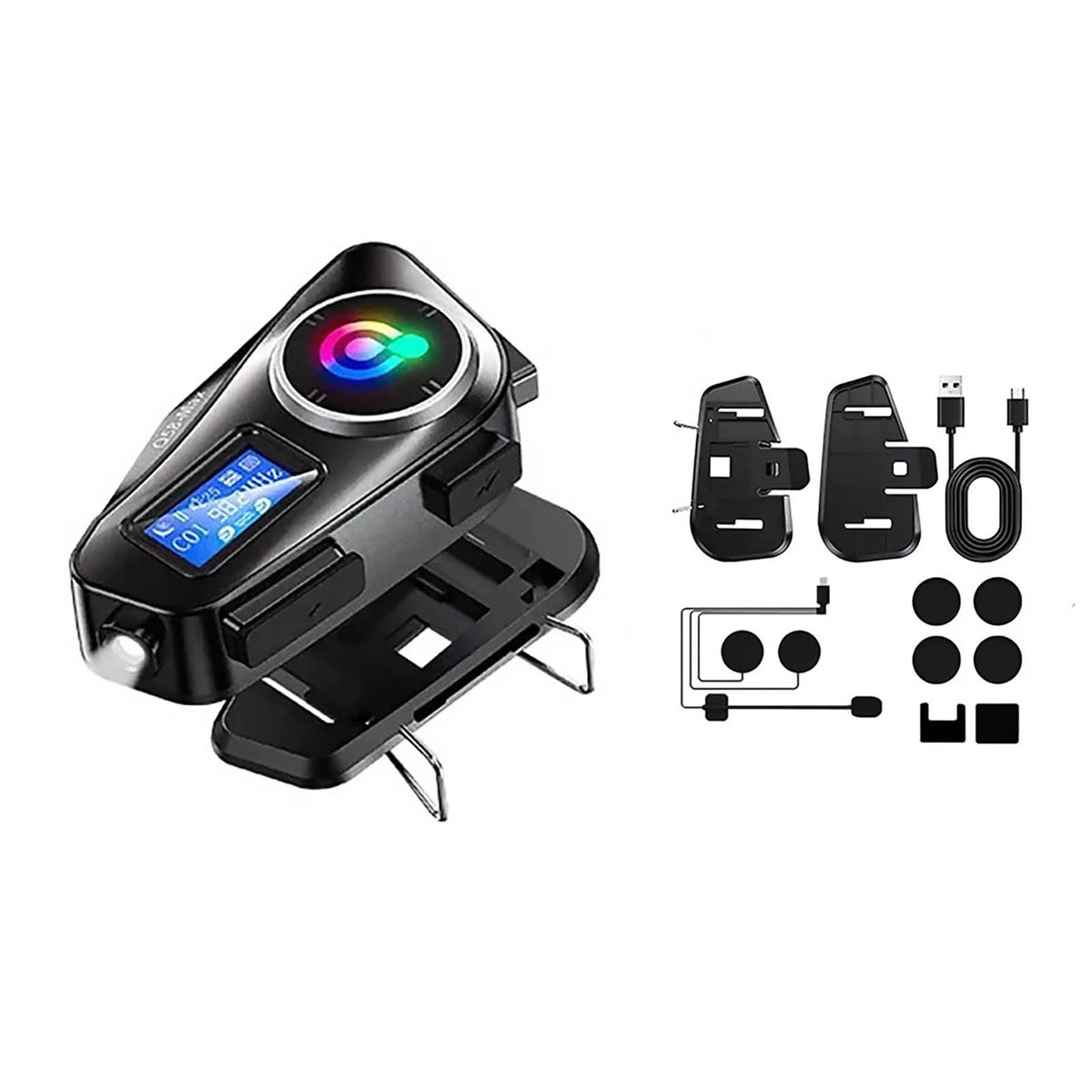Bluetooth Helmet Intercom Headset for Motorcycle (LCD, Waterproof, FM Radio)