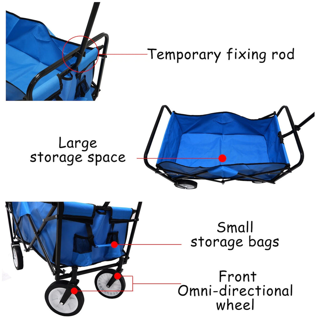 Folding Utility Wagon Cart with Wheels for Outdoor Use