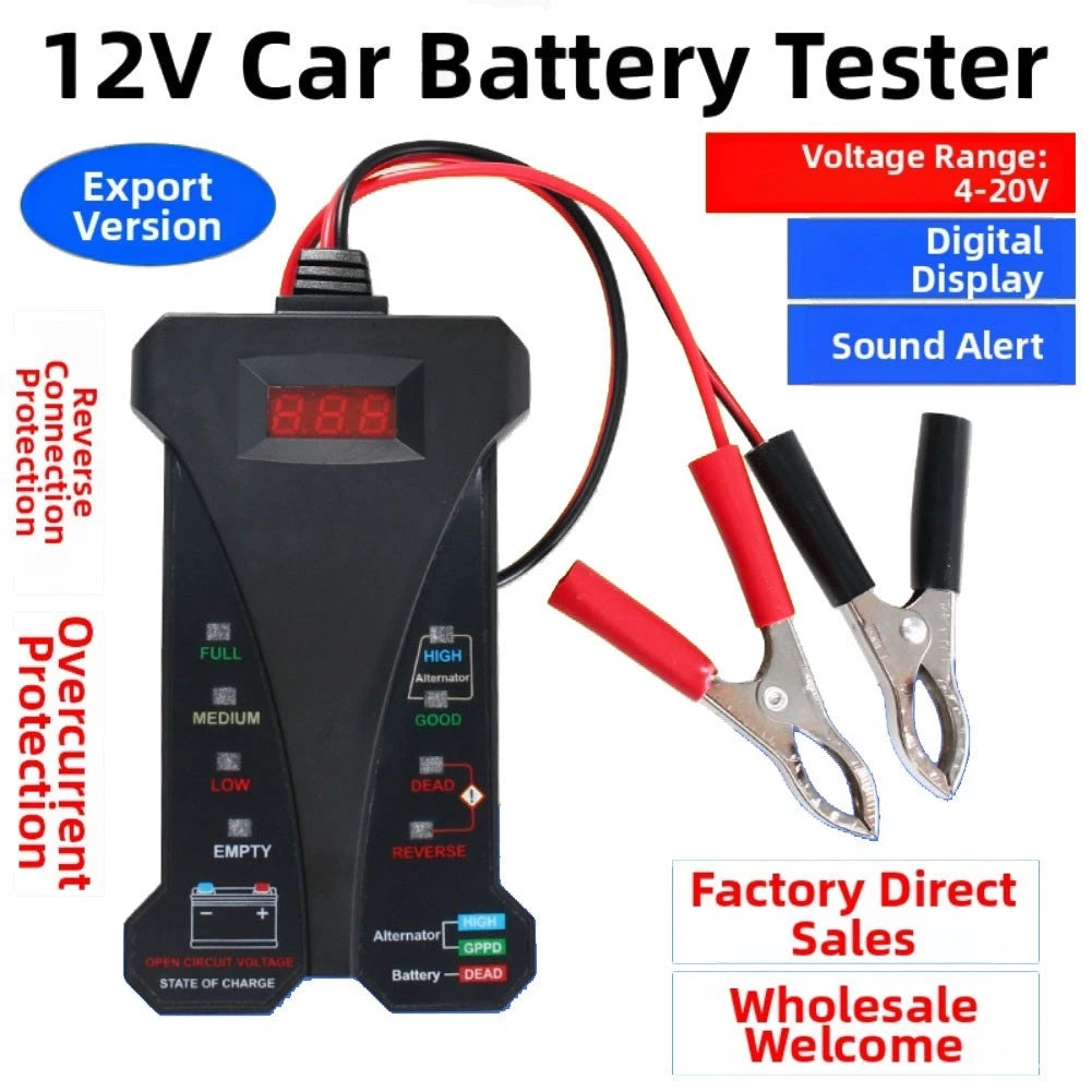 Digital Car Battery Tester 12V Load Tester with Voltmeter and Alternator Status