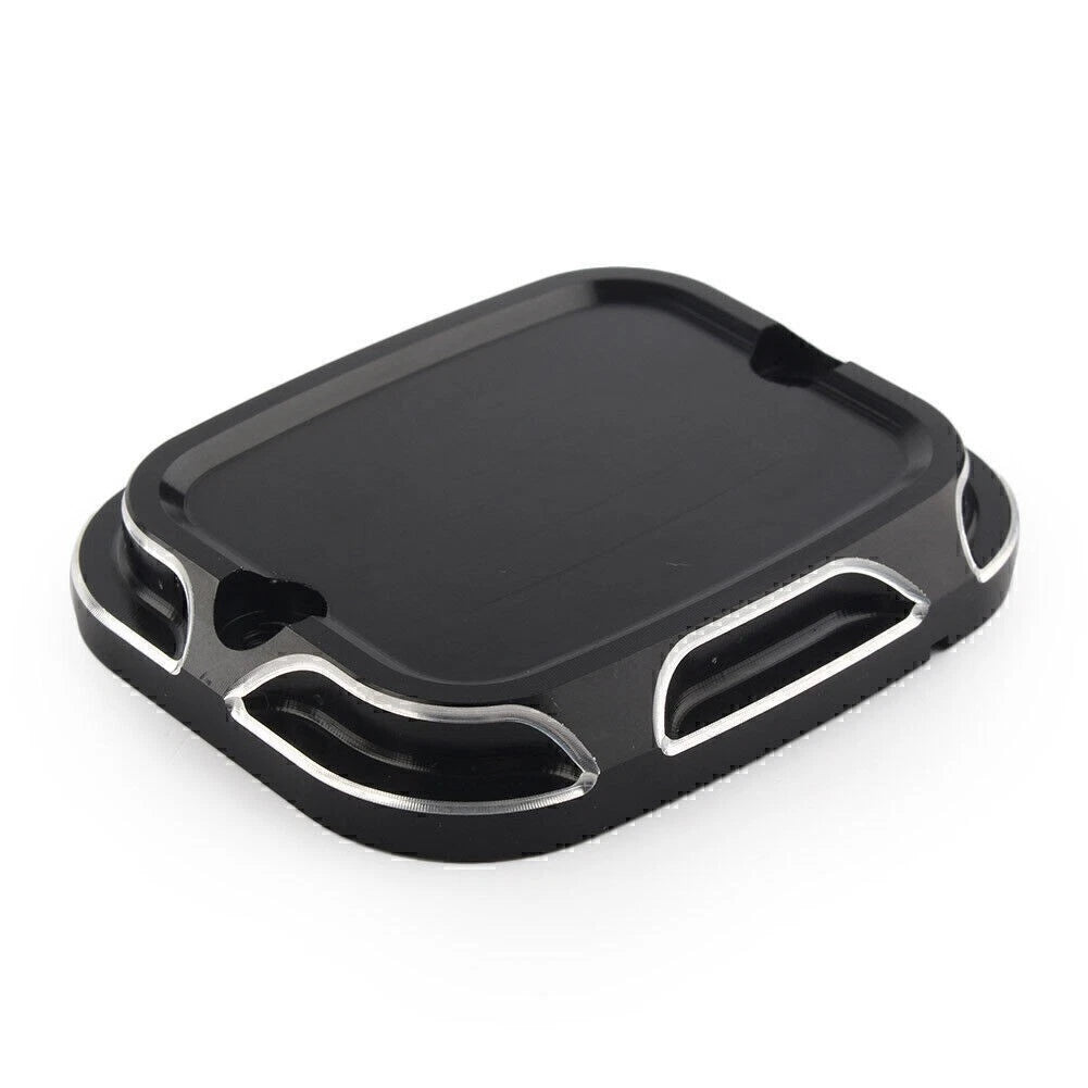 Black CNC Cut Front Brake Reservoir Master Cylinder Cover for Harley Softail