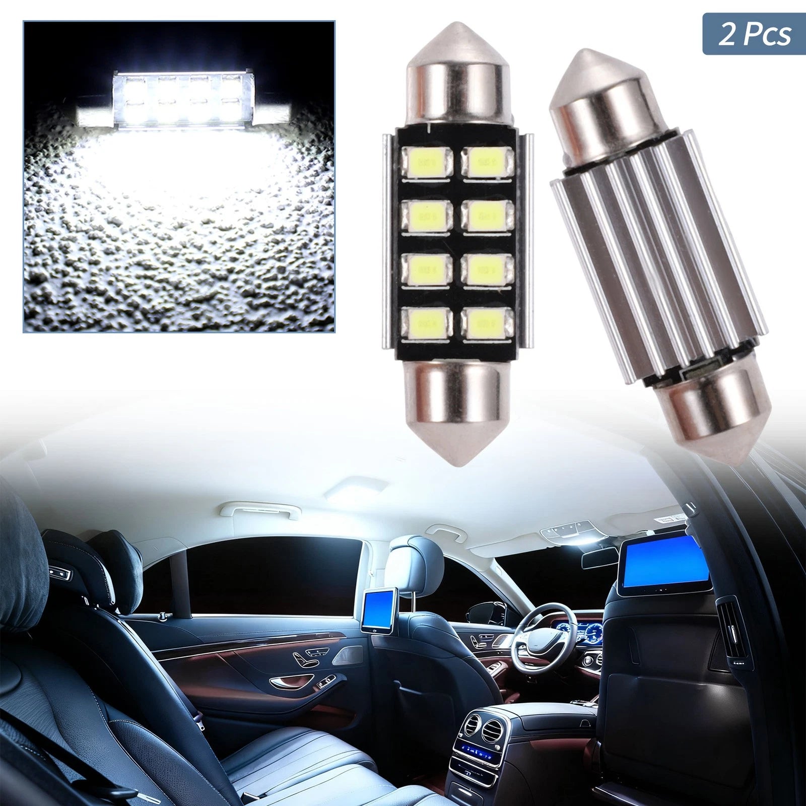 2X LED Dome Light Bulbs 2835 Chip 36mm for
