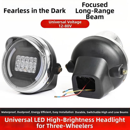 LED Round Headlight for Motorcycle and Tricycle (12V 80V)