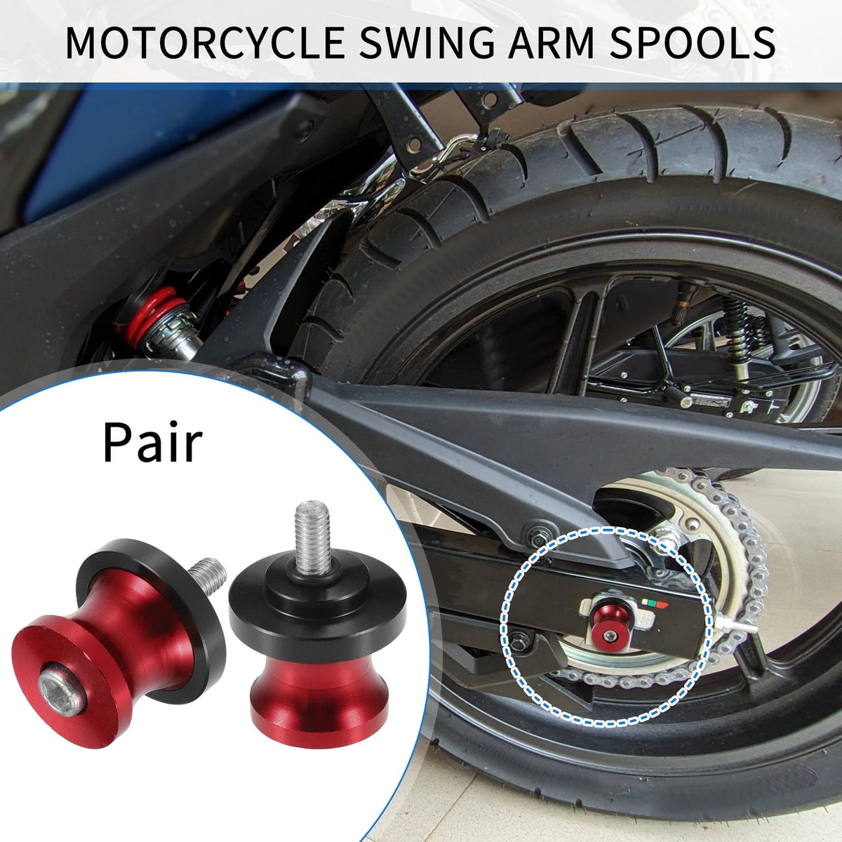 Swingarm Spools 6mm CNC Pair for Motorbike Stand Fitment (2000–2026)