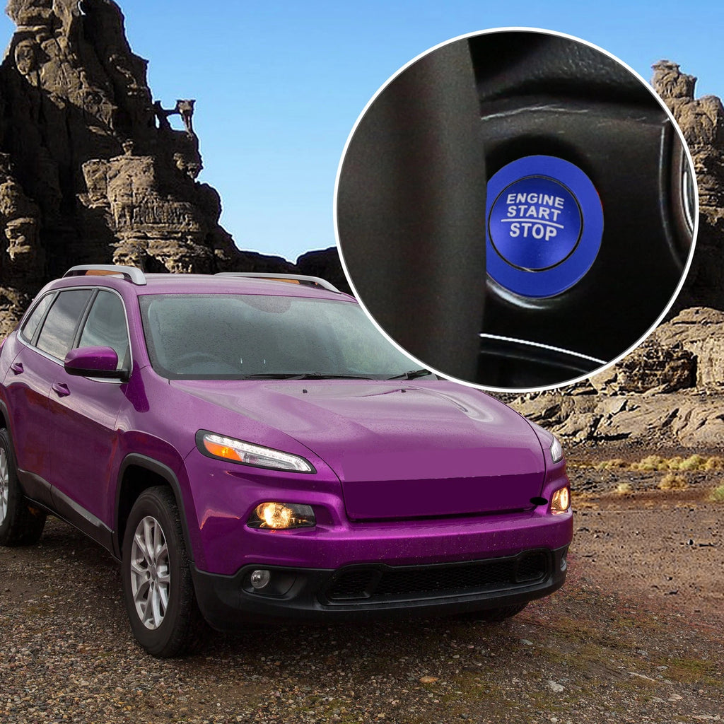 Engine Start Stop Button Cover Trim Kit for Jeep Cherokee for Dodge Blue (2014–2021)