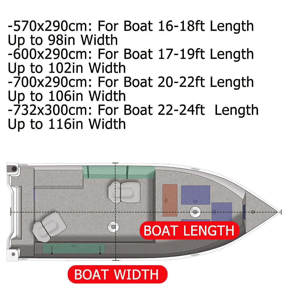 210D Heavy-Duty Boat Cover for Center Console Boats with T-Top (16-24FT)