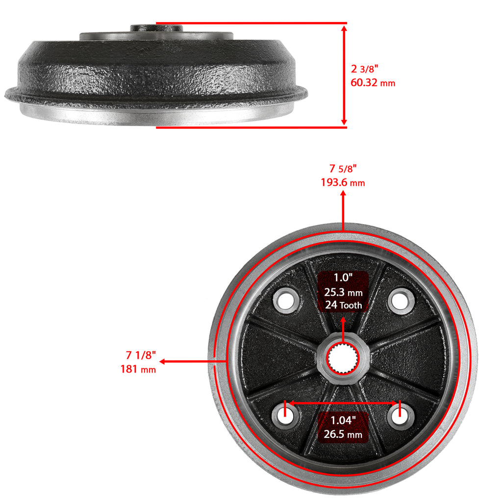 Brake Drum Front Left Right with Seal for Kawasaki Mule 2510 KAF620A (1994–2000)