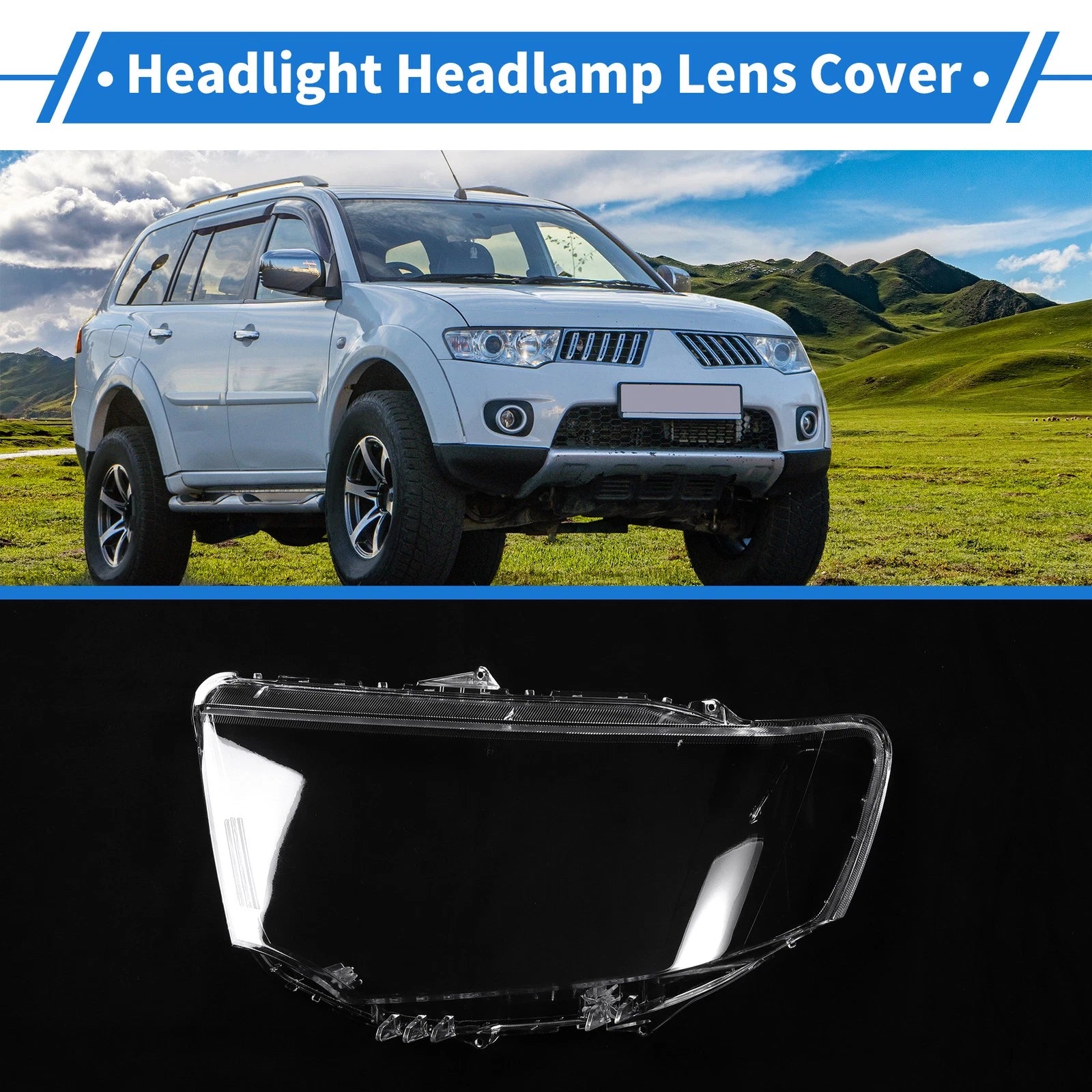 Front Left Headlight Lens Cover Replacement for Mitsubishi Pajero Sport (2013–2015)