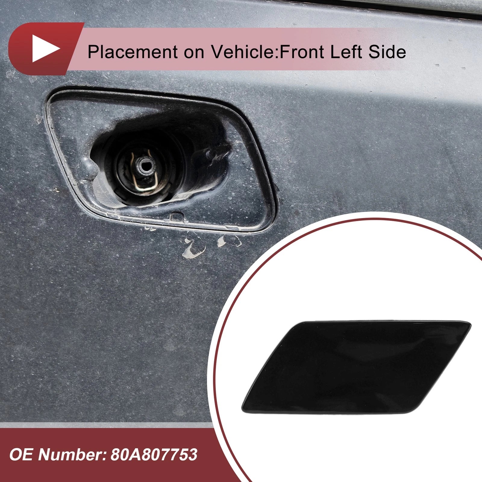 Headlight Washer Nozzle Cover Cap Replacement for Audi Q5 (2017–2021)