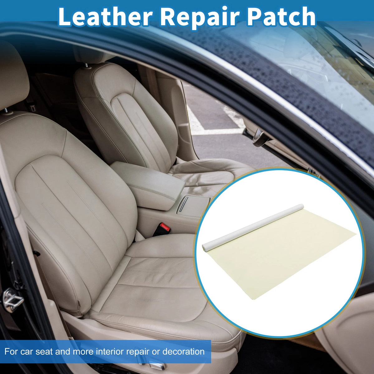 Self Adhesive Leather Repair Patch for Car Seat Sofa (39"x26.7", Beige White)