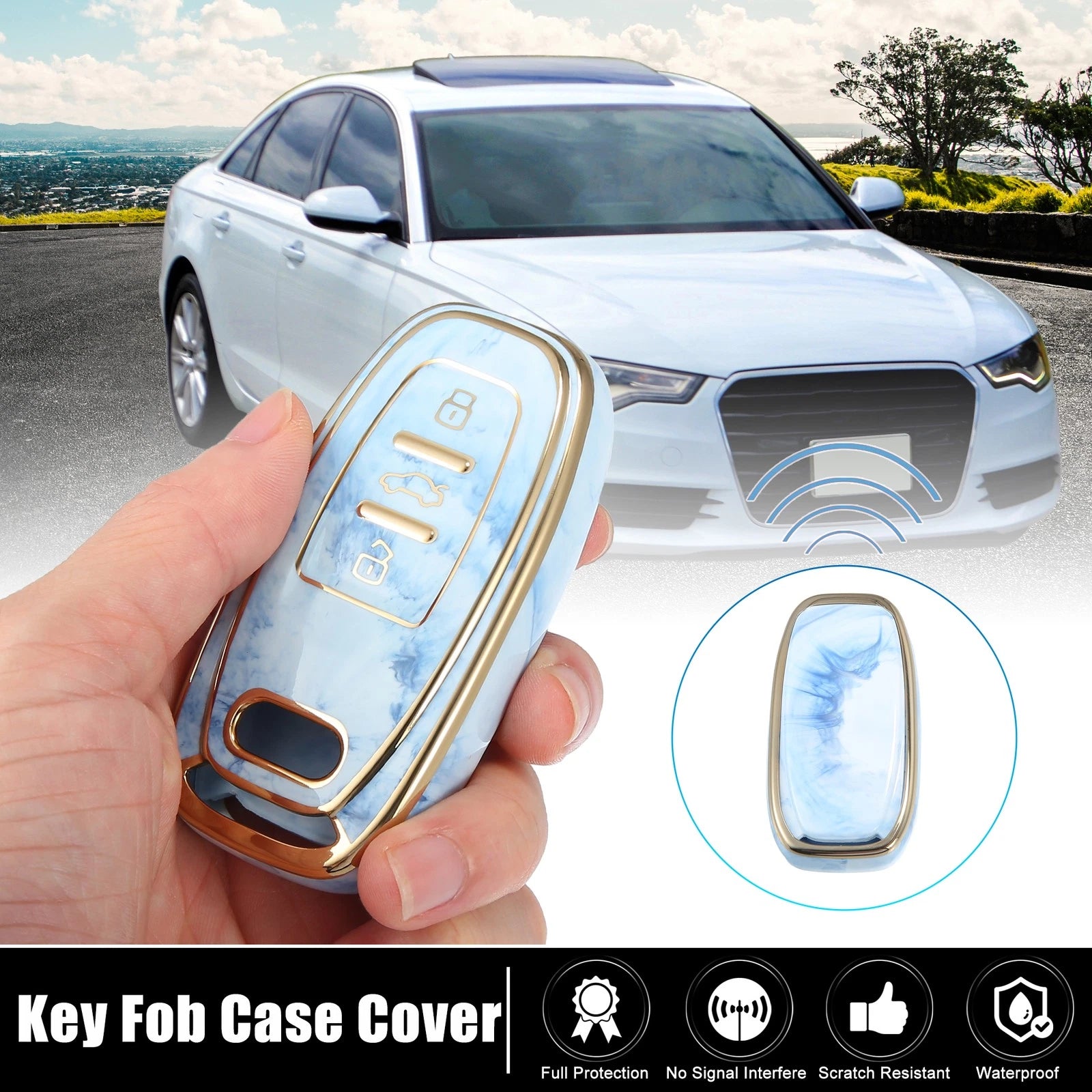Key Fob Remote Control Cover 3 Button TPU Shell for Audi A6 (2012–2018)