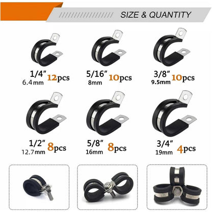 52x Wire Cable Clamps for Assorted Applications (304 Stainless Steel)