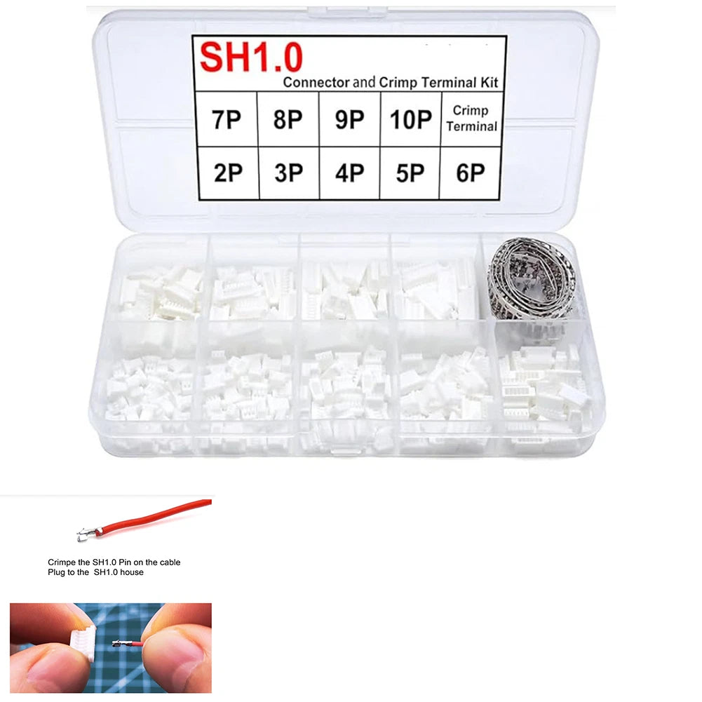 SH1 0mm Pitch Connectors 2P to 10P with 250 Crimp Terminals Kit