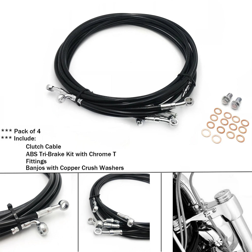 Ape Cable Kit for Harley Touring ABS Models (2014–2017) 10-12" Black Nylon