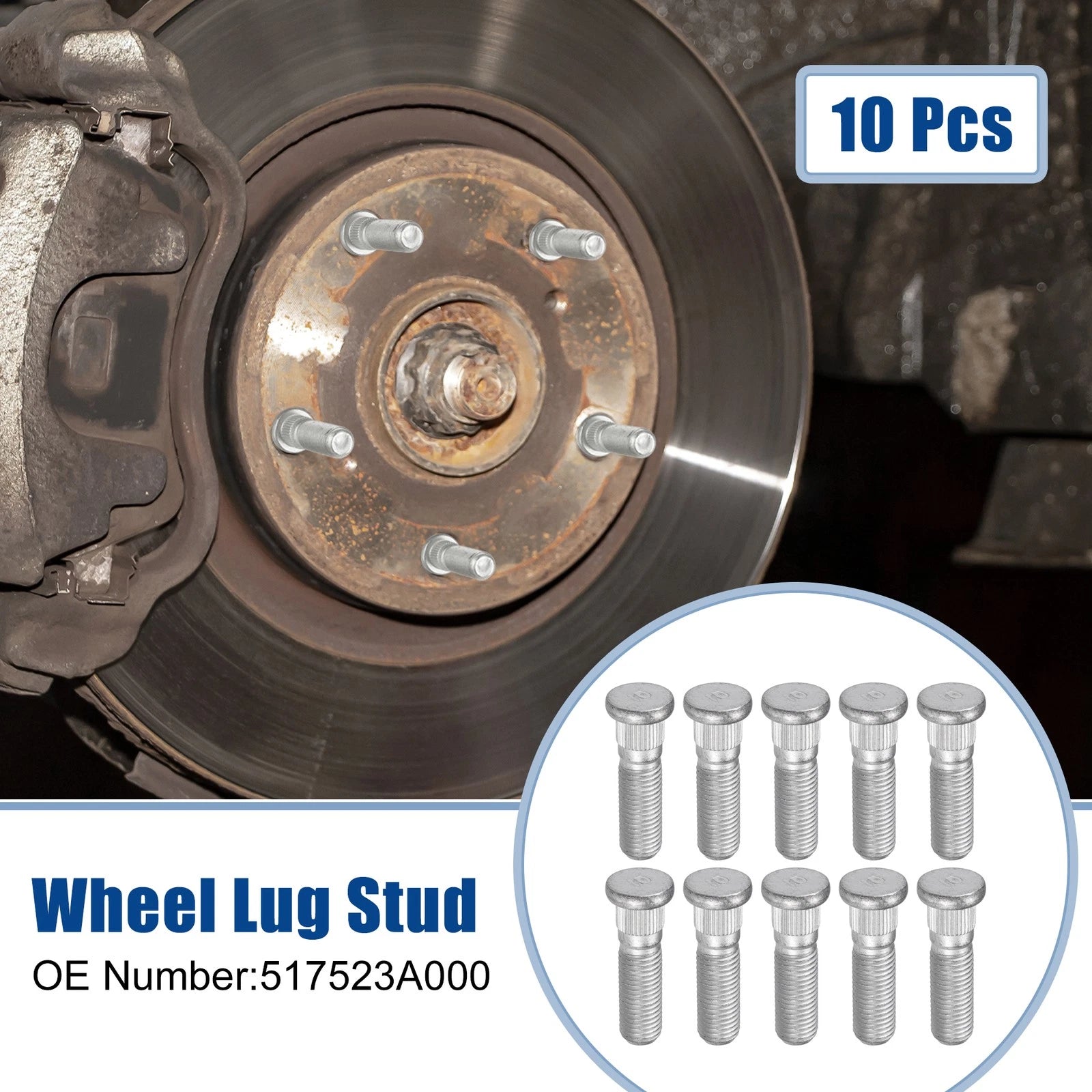 Wheel Lug Studs M12x1.5 Replacement 10 Pcs for Hyundai Elantra (2007–2012)